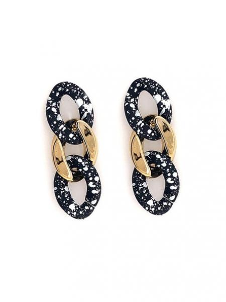 Splatter Coated Earrings - Blk