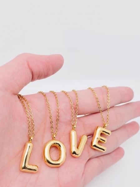 18K Plated Bubble Initial Necklace