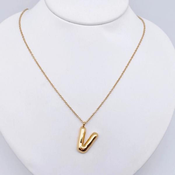 18K Plated Bubble Initial Necklace