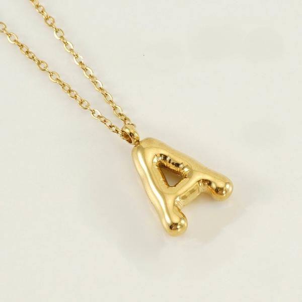 18K Plated Bubble Initial Necklace