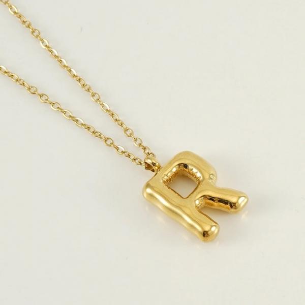 18K Plated Bubble Initial Necklace
