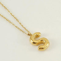 18K Plated Bubble Initial Necklace