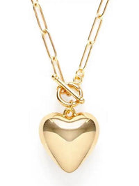 Puffed Heart Toggle Necklace