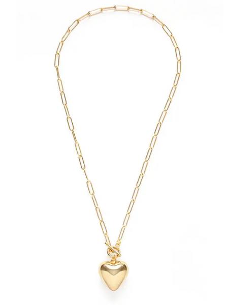 Puffed Heart Toggle Necklace