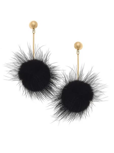 Pompon Drop Earrings