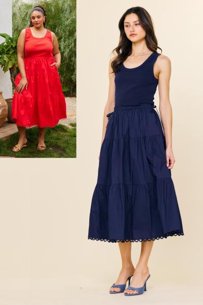 Cotton Knit Tank Poplin Dress