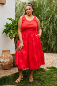 Cotton Knit Tank Poplin Dress