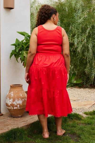 Cotton Knit Tank Poplin Dress