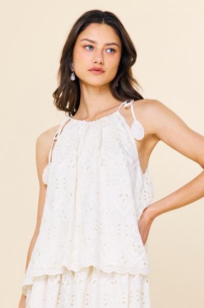 Cotton Blend Eyelet Top