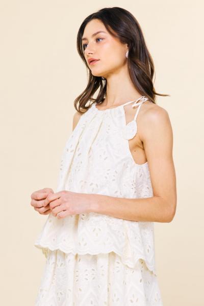 Cotton Blend Eyelet Top