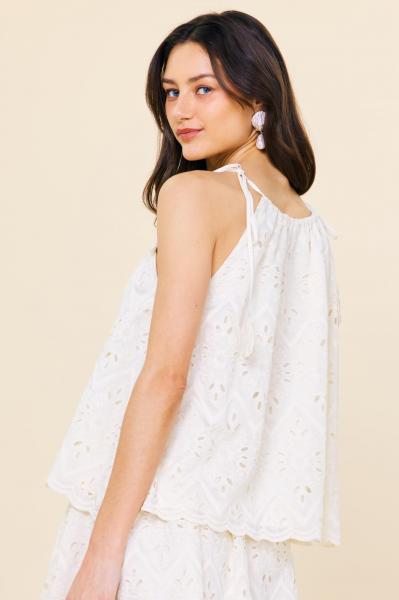 Cotton Blend Eyelet Top