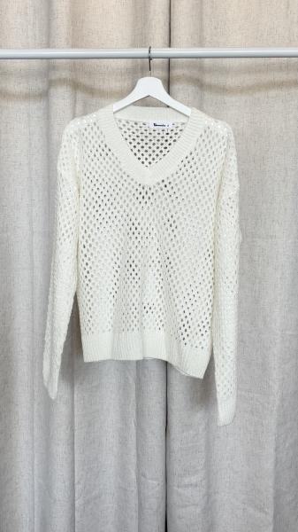 Open Weave V-Neck Sweater
