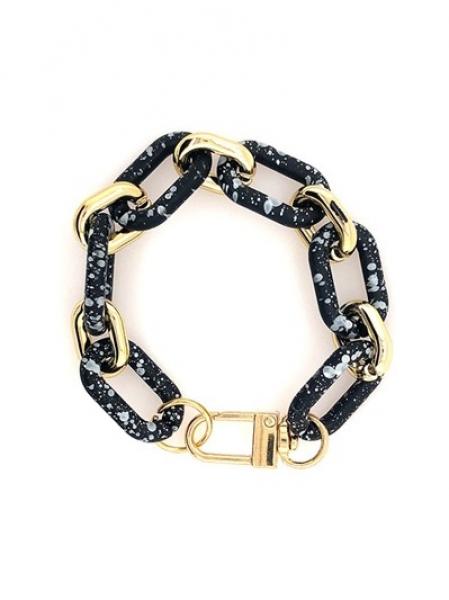 Splatter Coated Chain Bracelet- Blk