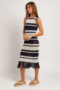 Striped Crochet Cover-Up Dress