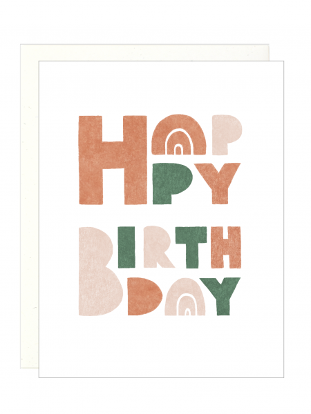 Block Letters Happy Birthday Card