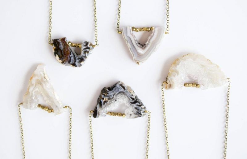 Agate Slice Necklace - Dark