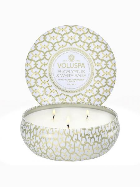 Eucalyptus & White Sage 3 Wick Tin Candle