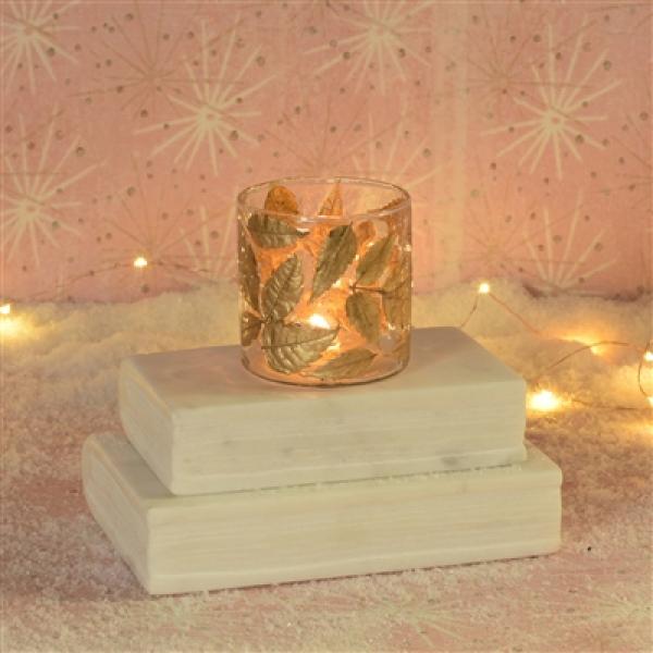 Enameled Gold Leaf Votive Holder