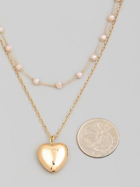 Layered Beaded + Heart Necklace