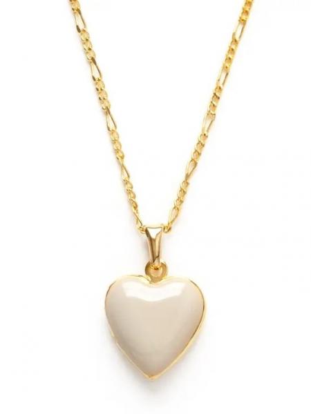 Enamel Heart Locket - Cream