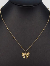 Gold Plated Bow Pendant Necklace