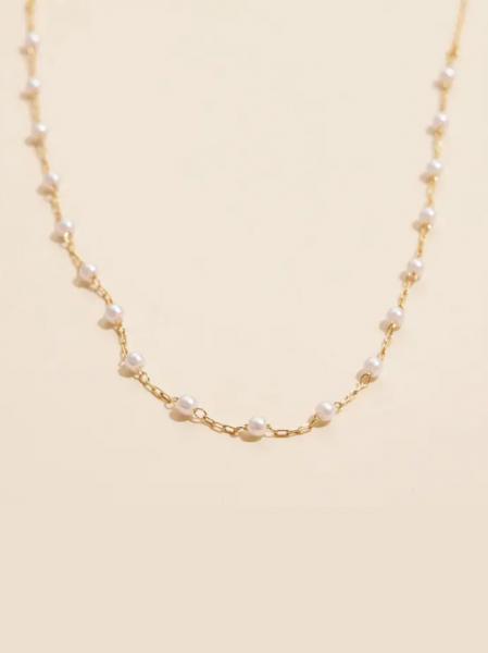 18K Gold Dipped Pearl Link Necklace