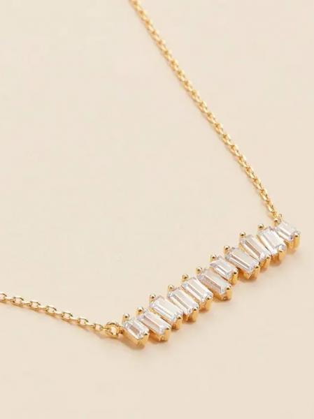 Offset Baguette Gold Dip Necklace