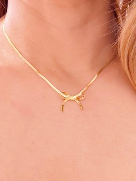 18K Plated Chain Bow Necklace