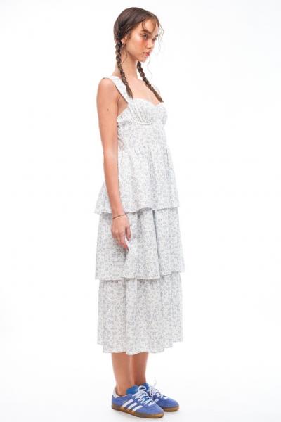 Floral Ruffle Wire Bone Dress