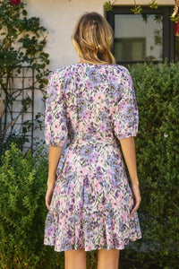 Lilac Florals Belted Dress