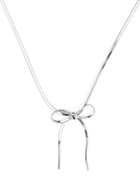 Silver Bow Snake Chain Necklace