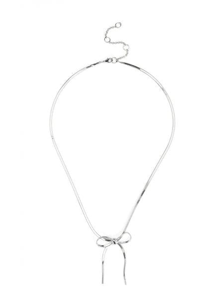 Silver Bow Snake Chain Necklace
