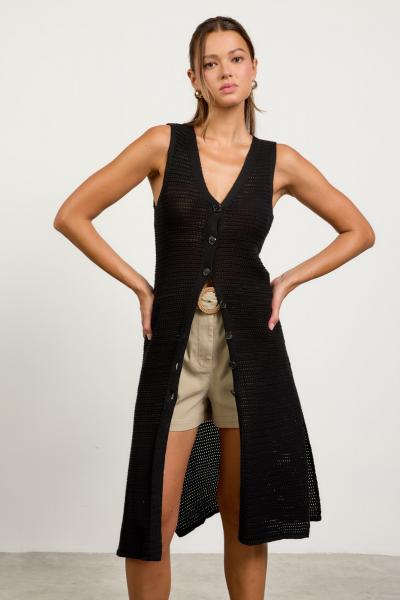 Knit Open Long Vest