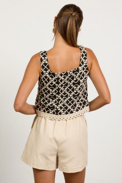 Embroidered Square Neck Top