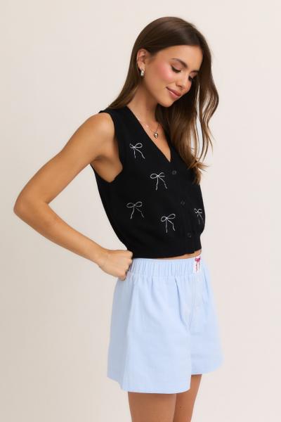 Bow Embroidered Knit Vest