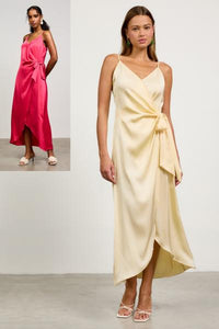 Satin Wrap Tie Dress