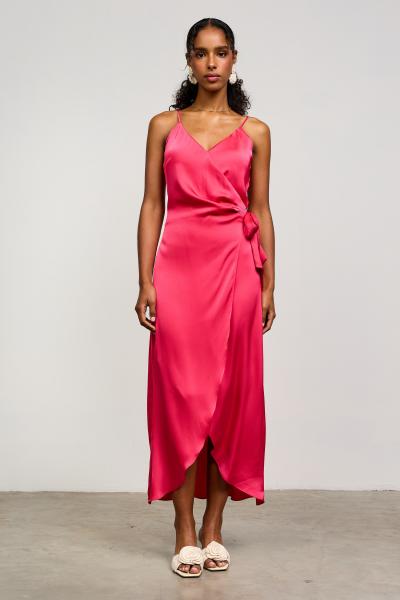 Satin Wrap Tie Dress