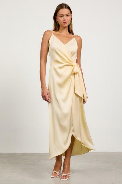 Satin Wrap Tie Dress