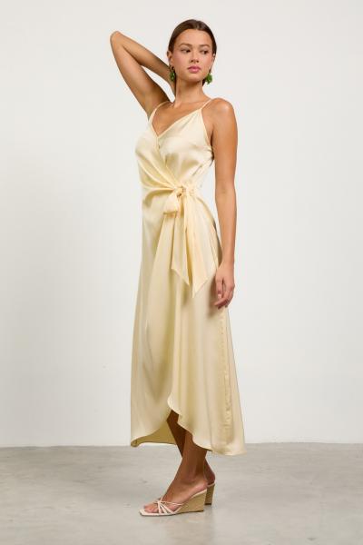 Satin Wrap Tie Dress