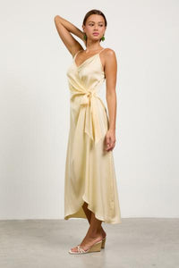 Satin Wrap Tie Dress