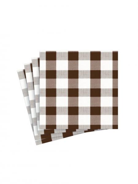 Chocolate Gingham Cocktail Napkins