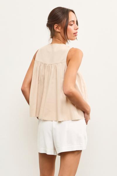 Tie Front Pleated Top