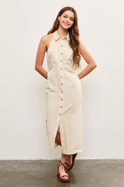 Side Ruched Cotton Dress