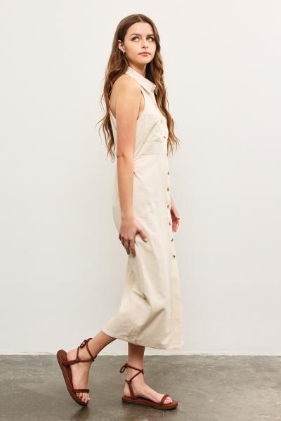 Side Ruched Cotton Dress