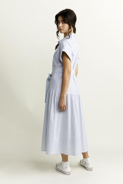 Linen Blend Drop Waist Shirt Dress