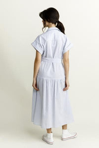 Linen Blend Drop Waist Shirt Dress