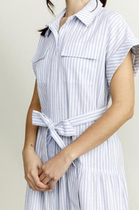 Linen Blend Drop Waist Shirt Dress