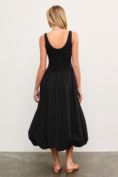 Cotton Blend Balloon Hem Dress