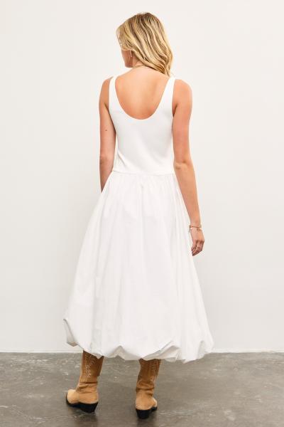 Cotton Blend Balloon Hem Dress