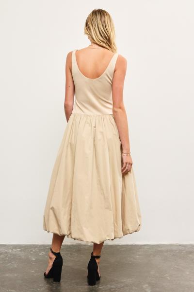 Cotton Blend Balloon Hem Dress